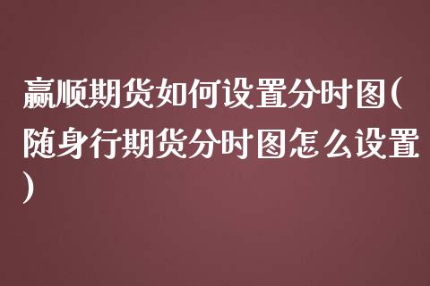 赢顺期货如何设置分时图(随身行期货分时图怎么设置)_https://www.liuyiidc.com_期货品种_第1张