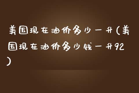 美国现在油价多少一升(美国现在油价多少钱一升92)_https://www.liuyiidc.com_期货理财_第1张