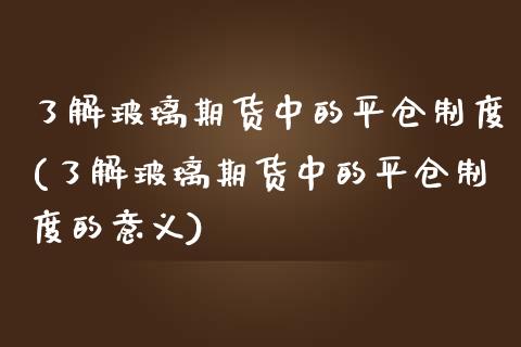 了解玻璃期货中的平仓制度(了解玻璃期货中的平仓制度的意义)_https://www.liuyiidc.com_期货交易所_第1张