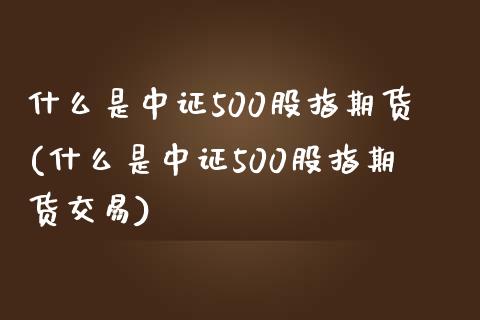 什么是中证500股指期货(什么是中证500股指期货交易)_https://www.liuyiidc.com_国际期货_第1张