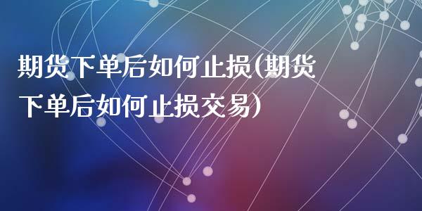 期货下单后如何止损(期货下单后如何止损交易)_https://www.liuyiidc.com_基金理财_第1张