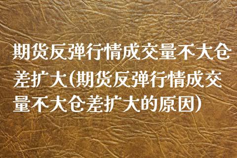 期货反弹行情成交量不大仓差扩大(期货反弹行情成交量不大仓差扩大的原因)_https://www.liuyiidc.com_期货品种_第1张