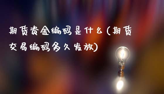 期货资金编码是什么(期货交易编码多久发放)_https://www.liuyiidc.com_期货理财_第1张