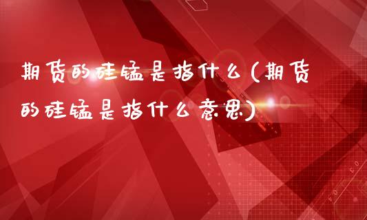 期货的硅锰是指什么(期货的硅锰是指什么意思)_https://www.liuyiidc.com_期货品种_第1张