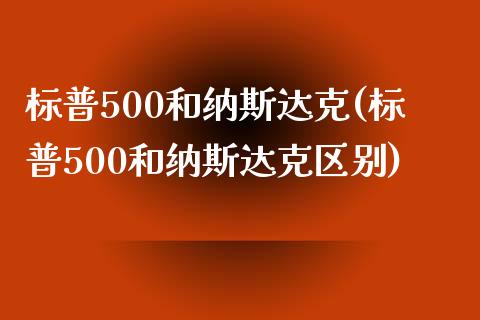 标普500和纳斯达克(标普500和纳斯达克区别)_https://www.liuyiidc.com_期货品种_第1张