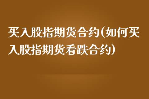 买入股指期货合约(如何买入股指期货看跌合约)_https://www.liuyiidc.com_股票理财_第1张