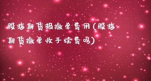 股指期货报撤单费用(股指期货撤单收手续费吗)_https://www.liuyiidc.com_财经要闻_第1张