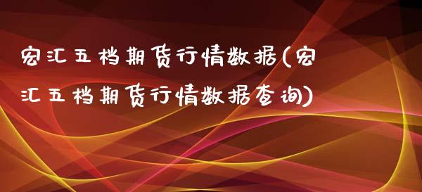 宏汇五档期货行情数据(宏汇五档期货行情数据查询)_https://www.liuyiidc.com_期货交易所_第1张