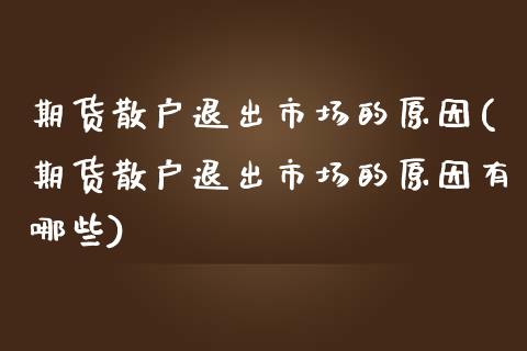 期货散户退出市场的原因(期货散户退出市场的原因有哪些)_https://www.liuyiidc.com_期货软件_第1张