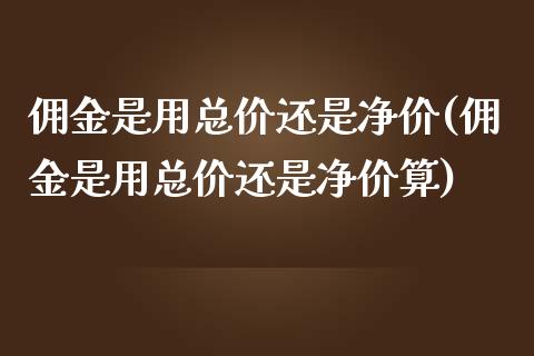 佣金是用总价还是净价(佣金是用总价还是净价算)_https://www.liuyiidc.com_期货知识_第1张