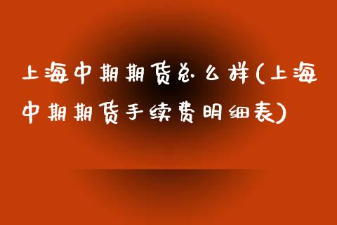 上海中期期货总么样(上海中期期货手续费明细表)_https://www.liuyiidc.com_恒生指数_第1张