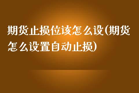 期货止损位该怎么设(期货怎么设置自动止损)_https://www.liuyiidc.com_期货理财_第1张