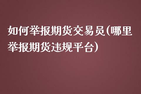 如何举报期货交易员(哪里举报期货违规平台)_https://www.liuyiidc.com_期货知识_第1张