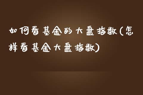 如何看基金的大盘指数(怎样看基金大盘指数)_https://www.liuyiidc.com_期货知识_第1张