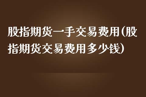 股指期货一手交易费用(股指期货交易费用多少钱)_https://www.liuyiidc.com_恒生指数_第1张