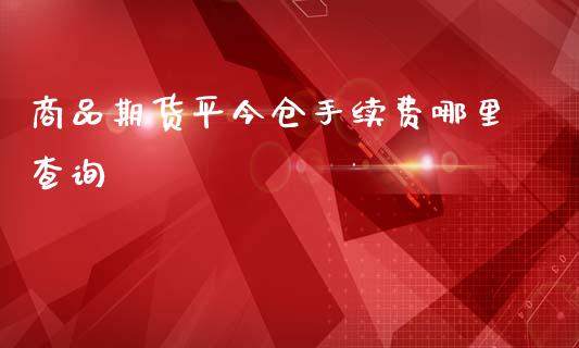 商品期货平今仓手续费哪里查询_https://www.liuyiidc.com_原油直播室_第1张