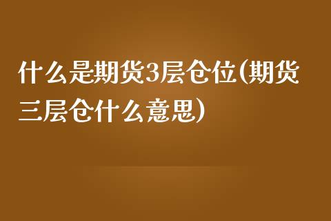 什么是期货3层仓位(期货三层仓什么意思)_https://www.liuyiidc.com_国际期货_第1张