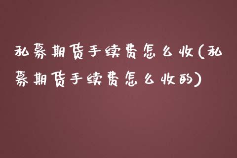 私募期货手续费怎么收(私募期货手续费怎么收的)_https://www.liuyiidc.com_期货品种_第1张