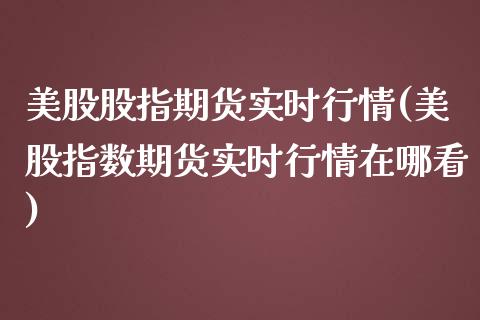 美股股指期货实时行情(美股指数期货实时行情在哪看)_https://www.liuyiidc.com_股票理财_第1张