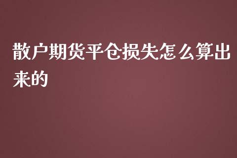 散户期货平仓损失怎么算出来的_https://www.liuyiidc.com_财经要闻_第1张