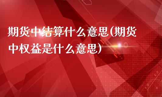 期货中结算什么意思(期货中权益是什么意思)_https://www.liuyiidc.com_期货直播_第1张