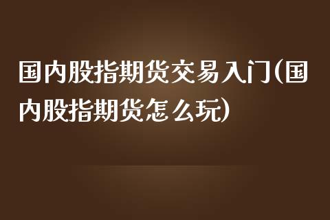 国内股指期货交易入门(国内股指期货怎么玩)_https://www.liuyiidc.com_期货软件_第1张