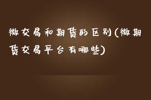 微交易和期货的区别(微期货交易平台有哪些)_https://www.liuyiidc.com_国际期货_第1张