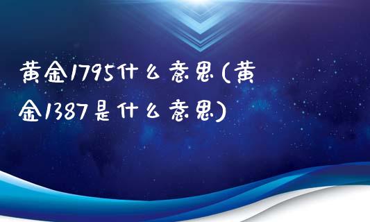 黄金1795什么意思(黄金1387是什么意思)