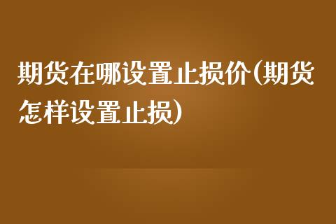 期货在哪设置止损价(期货怎样设置止损)_https://www.liuyiidc.com_理财百科_第1张