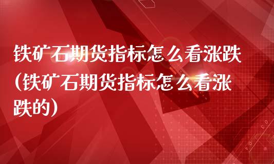 铁矿石期货指标怎么看涨跌(铁矿石期货指标怎么看涨跌的)_https://www.liuyiidc.com_期货软件_第1张