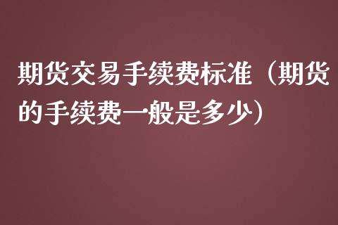 期货交易手续费标准（期货的手续费一般是多少）_https://www.liuyiidc.com_恒生指数_第1张