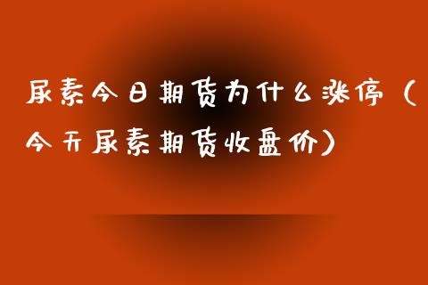 尿素今日期货为什么涨停（今天尿素期货收盘价）_https://www.liuyiidc.com_黄金期货_第1张