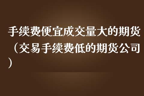 手续费便宜成交量大的期货（交易手续费低的期货）_https://www.liuyiidc.com_财经要闻_第1张