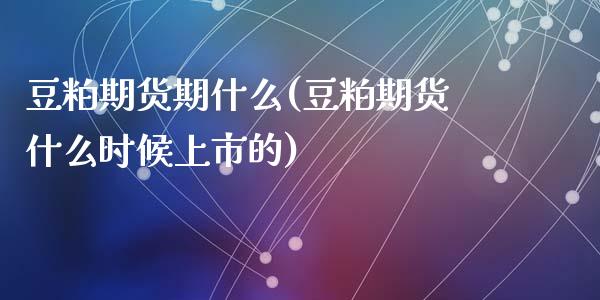 豆粕期货期什么(豆粕期货什么时候上市的)_https://www.liuyiidc.com_财经要闻_第1张