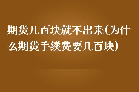 期货几百块就不出来(为什么期货手续费要几百块)_https://www.liuyiidc.com_期货知识_第1张