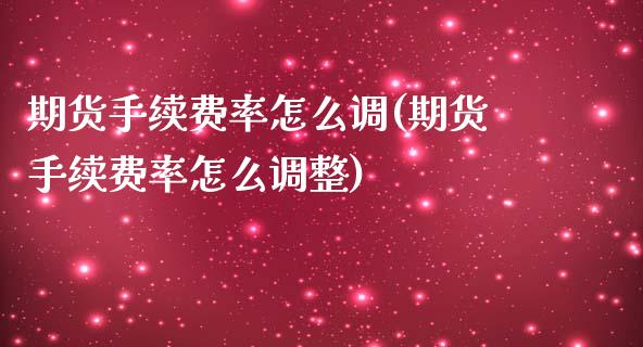 期货手续费率怎么调(期货手续费率怎么调整)_https://www.liuyiidc.com_期货品种_第1张