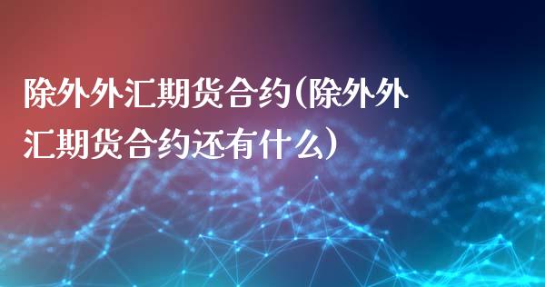 除外外汇期货合约(除外外汇期货合约还有什么)_https://www.liuyiidc.com_基金理财_第1张