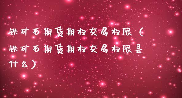 铁矿石期货期权交易权限（铁矿石期货期权交易权限是什么）_https://www.liuyiidc.com_恒生指数_第1张