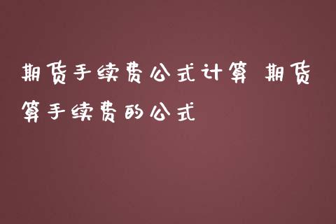 期货手续费公式计算 期货算手续费的公式_https://www.liuyiidc.com_恒生指数_第1张