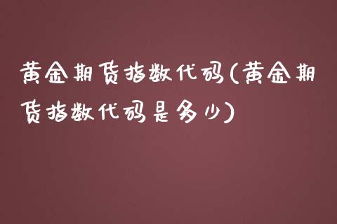 黄金期货指数代码(黄金期货指数代码是多少)_https://www.liuyiidc.com_基金理财_第1张