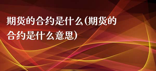 期货的合约是什么(期货的合约是什么意思)_https://www.liuyiidc.com_国际期货_第1张