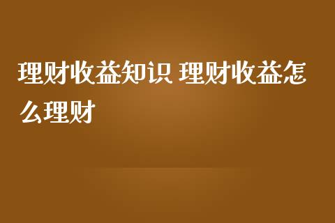 理财收益知识 理财收益怎么理财_https://www.liuyiidc.com_保险理财_第1张