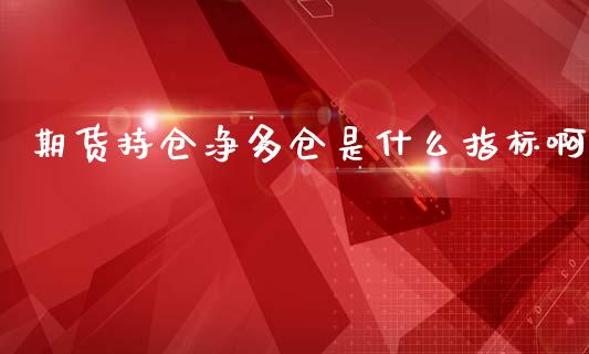 期货持仓净多仓是什么指标啊_https://www.liuyiidc.com_期货交易所_第1张