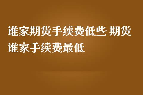 谁家期货手续费低些 期货谁家手续费最低_https://www.liuyiidc.com_期货理财_第1张