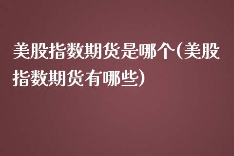 美股指数期货是哪个(美股指数期货有哪些)_https://www.liuyiidc.com_期货理财_第1张