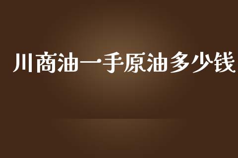 川商油一手原油多少钱_https://www.liuyiidc.com_原油直播室_第1张