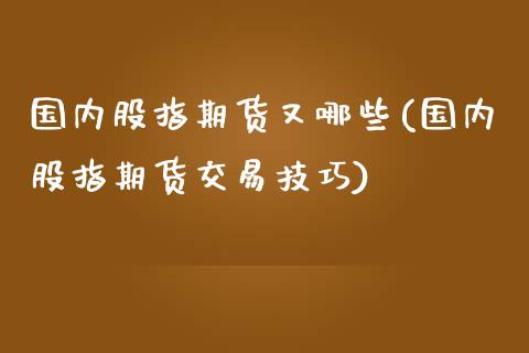 国内股指期货又哪些(国内股指期货交易技巧)_https://www.liuyiidc.com_期货理财_第1张