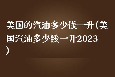 美国的汽油多少钱一升(美国汽油多少钱一升2023)_https://www.liuyiidc.com_期货品种_第1张