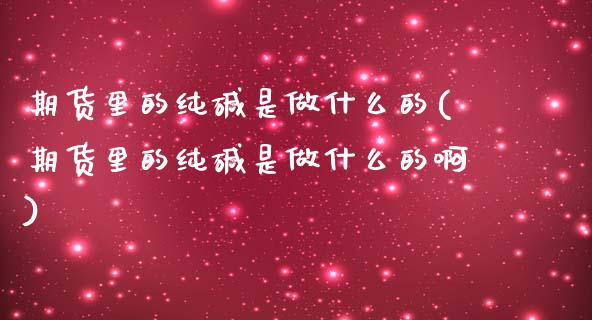 期货里的纯碱是做什么的(期货里的纯碱是做什么的啊)_https://www.liuyiidc.com_财经要闻_第1张