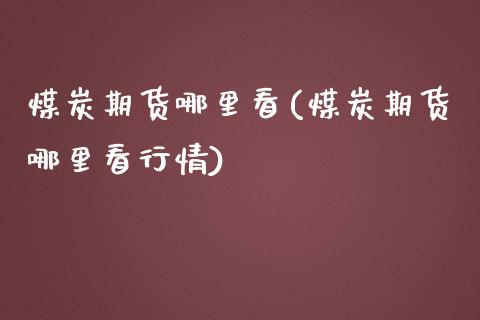 煤炭期货哪里看(煤炭期货哪里看行情)_https://www.liuyiidc.com_期货交易所_第1张